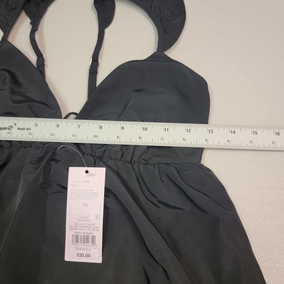 Wild Fable Women's Satin Flutter Cap Sleeve Mini Bubble Dress Black Size XS - Picture 5 of 7